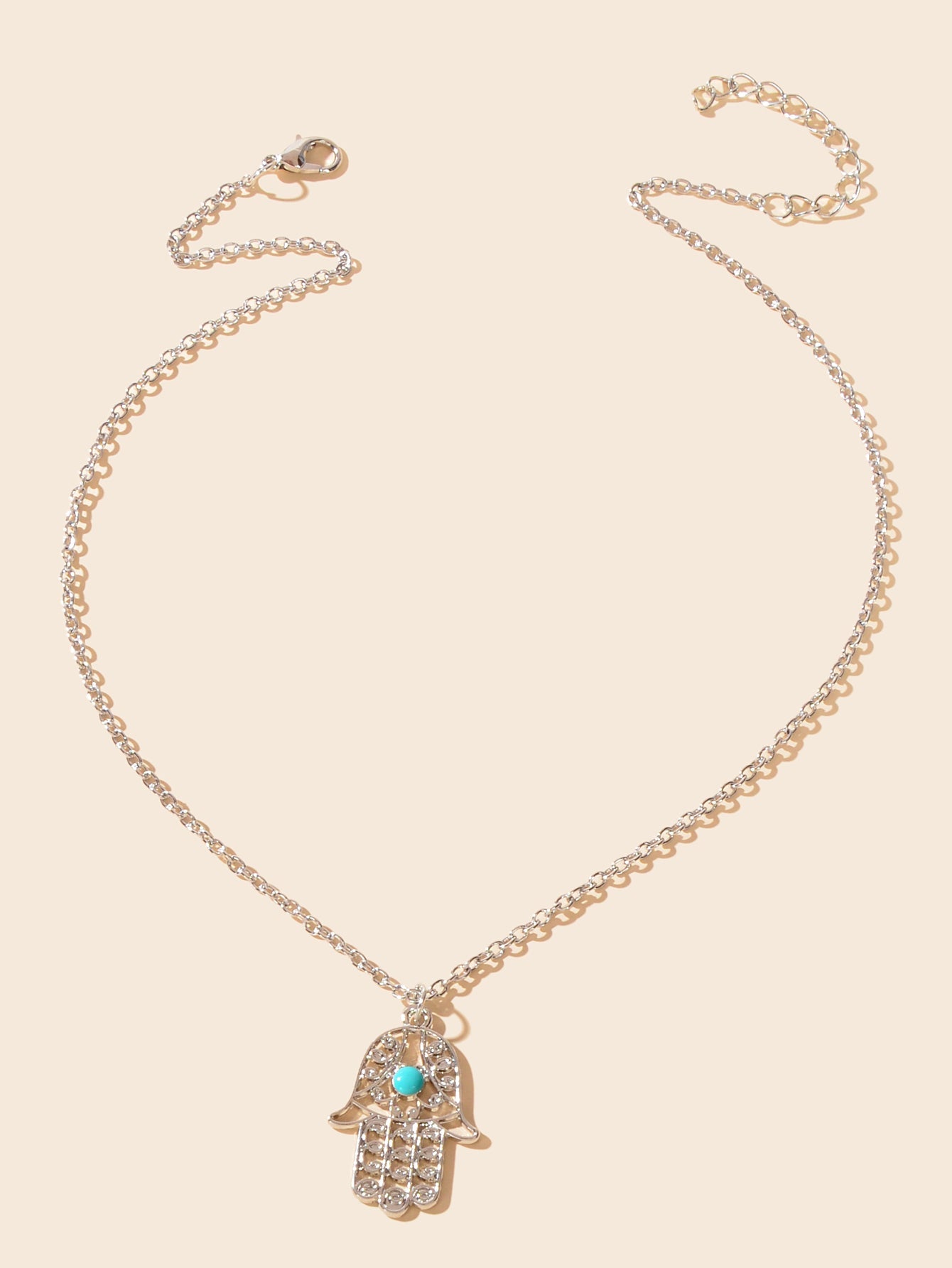 Dainty Gold Silver Chain Hollow Hamsa Hand Boho Charm Necklace Protection Lucky
