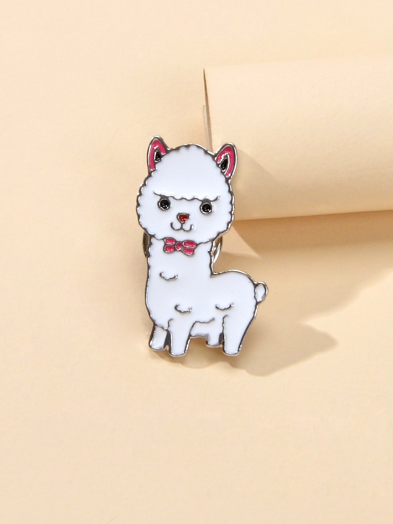 Kawaii Animal Alpaca Sheep White Enamel Brooches Casual Clothes Lapel Pins Badge