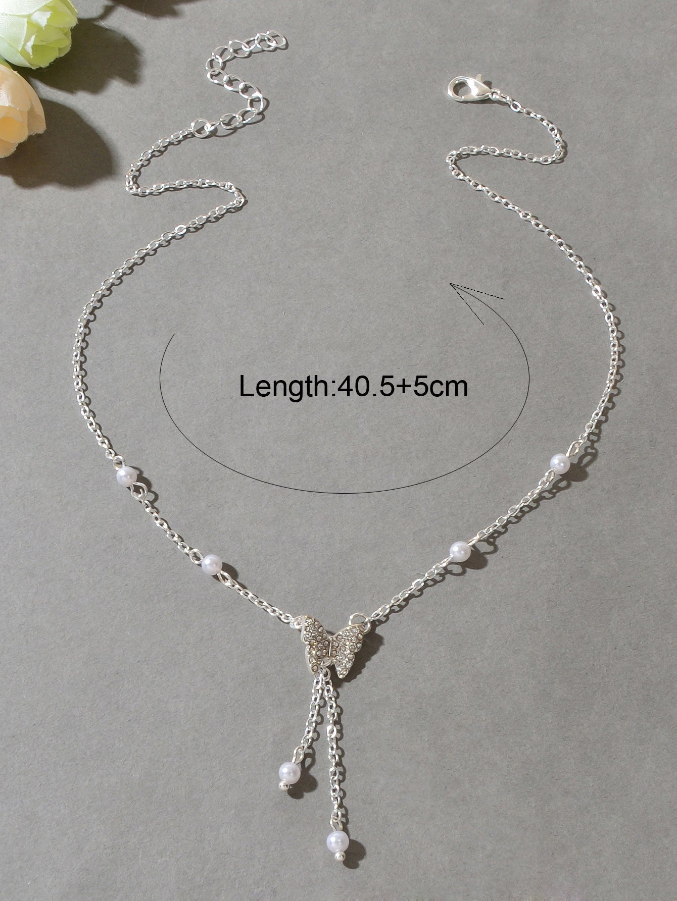 Sparkling Butterfly Pendant Y-Drop Necklace Tassel Clavicle Collar Women Jewelry