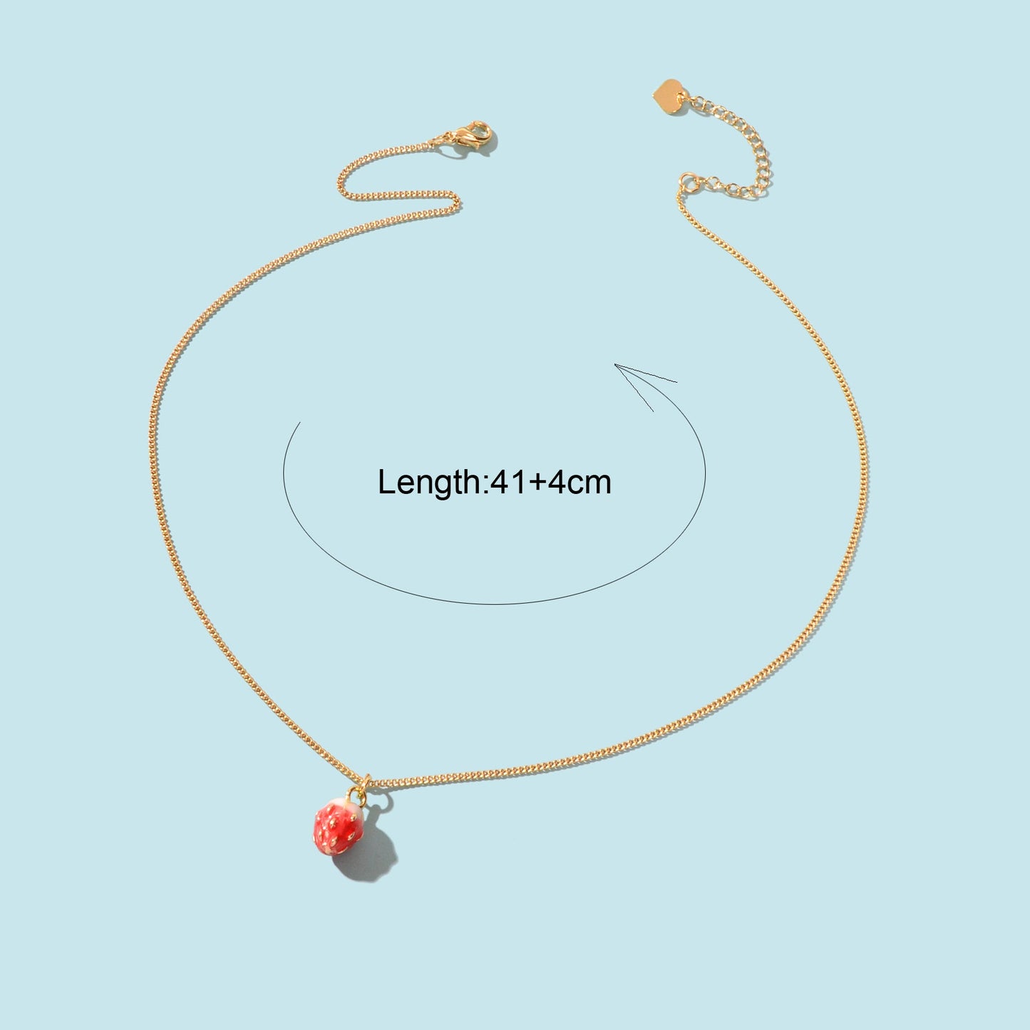 Y2k Gold Chain Red Strawberry Enamel Pendant Necklace Beautiful Fruit Jewellery