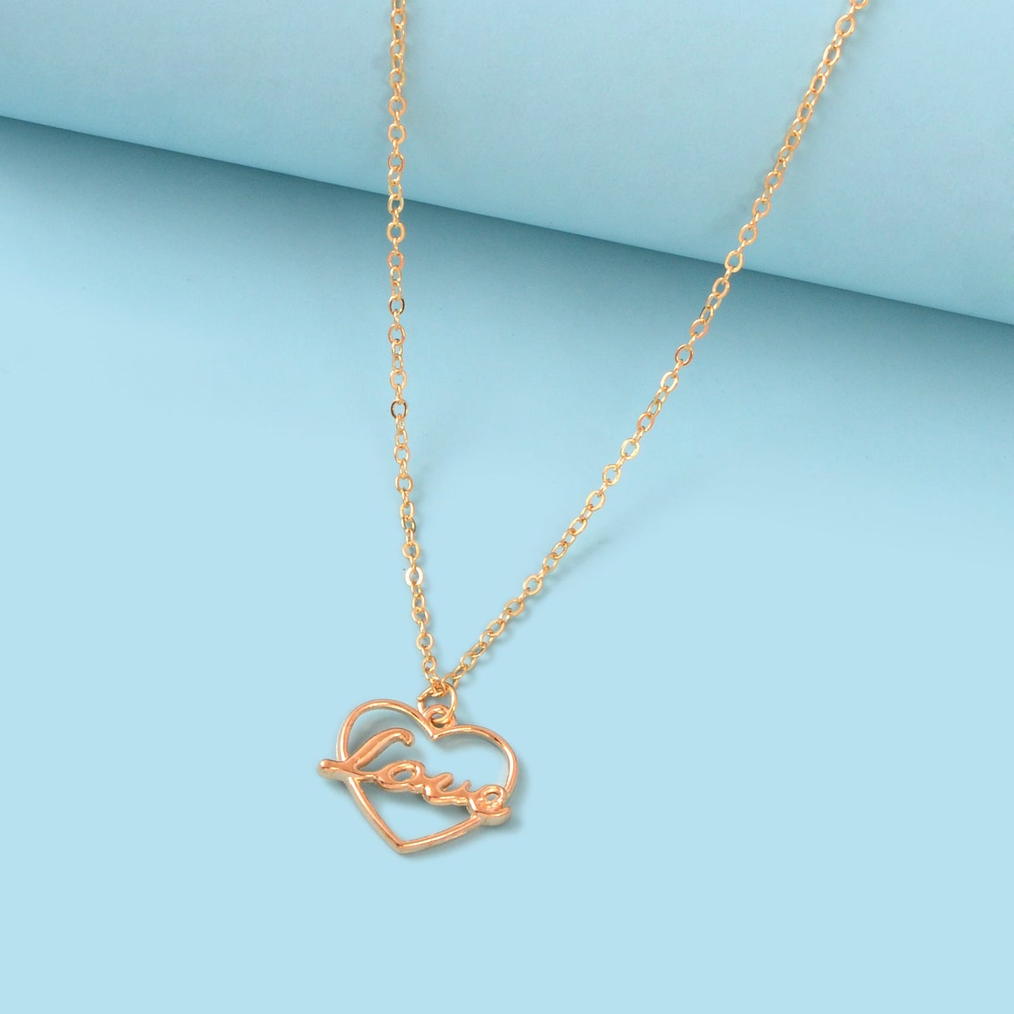 Perfect Wedding Gift Jewellery Gold Chain Heart Letter LOVE Pendant Necklace