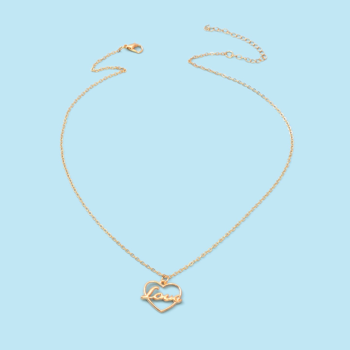 Perfect Wedding Gift Jewellery Gold Chain Heart Letter LOVE Pendant Necklace