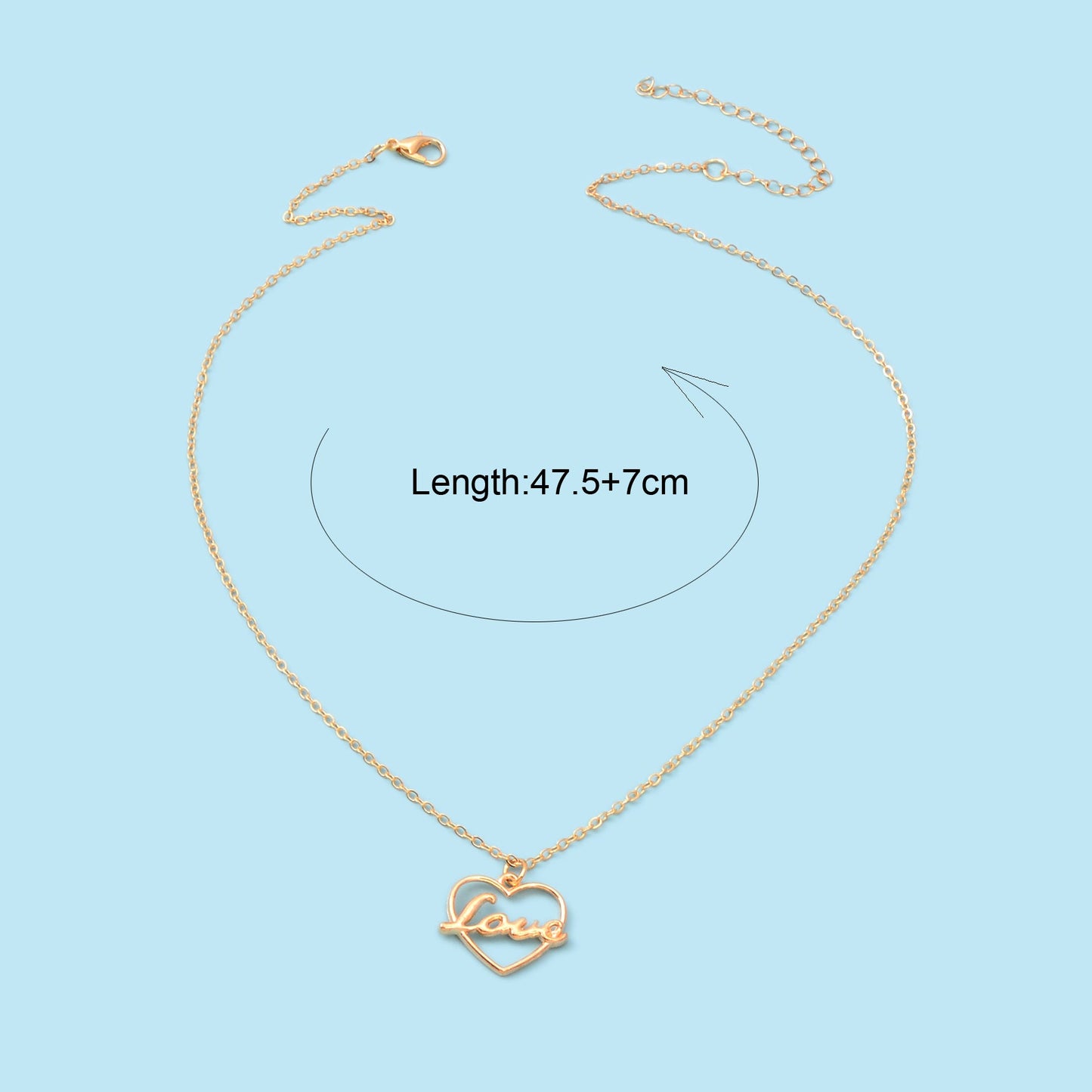 Perfect Wedding Gift Jewellery Gold Chain Heart Letter LOVE Pendant Necklace