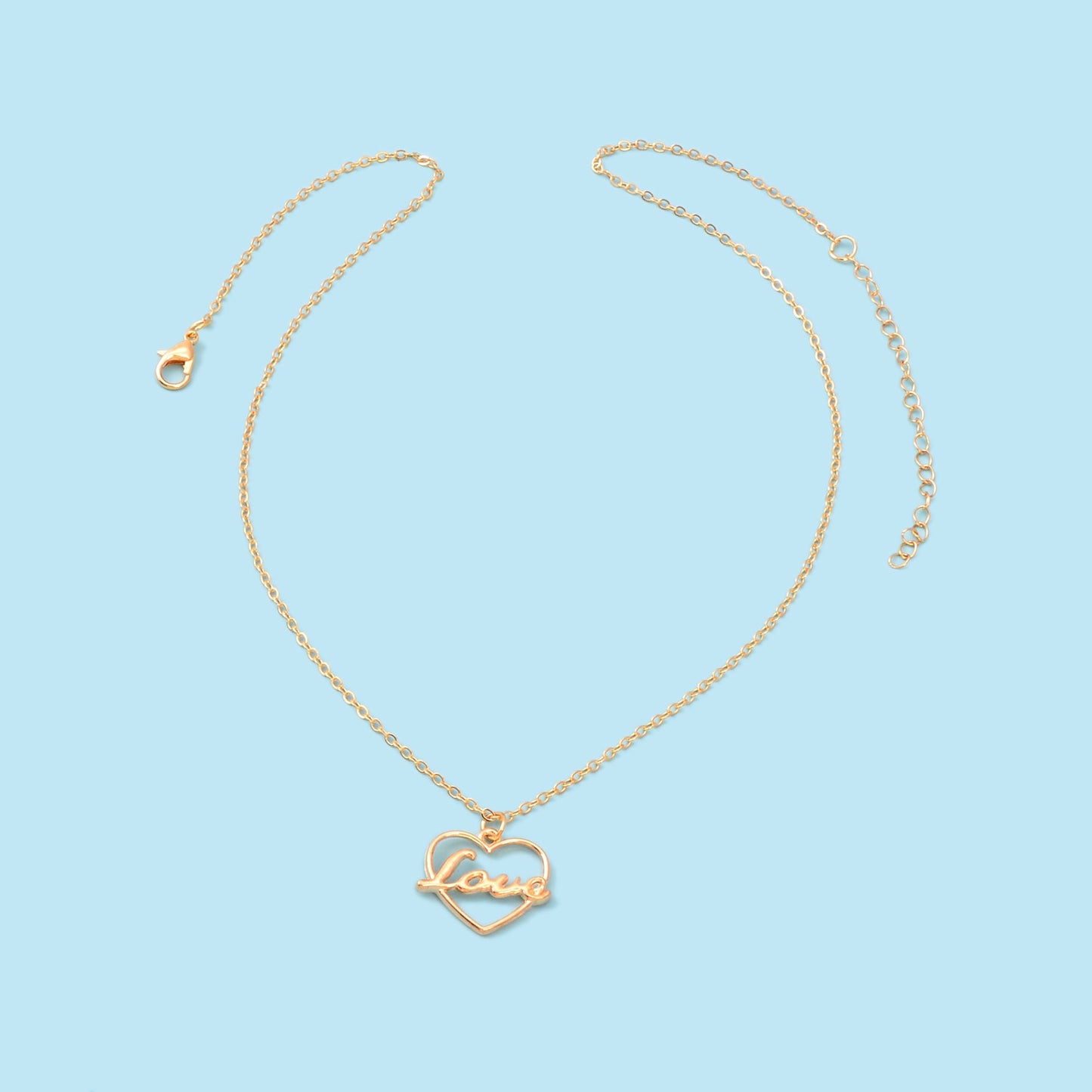 Perfect Wedding Gift Jewellery Gold Chain Heart Letter LOVE Pendant Necklace