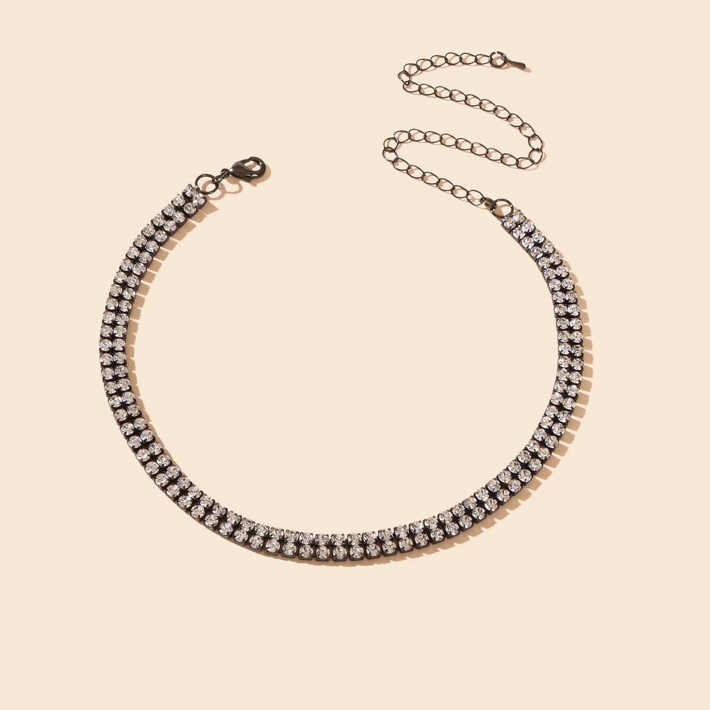 Luxurious Black Rhinestone Collar Choker Necklace Minimalist Style Jewelry