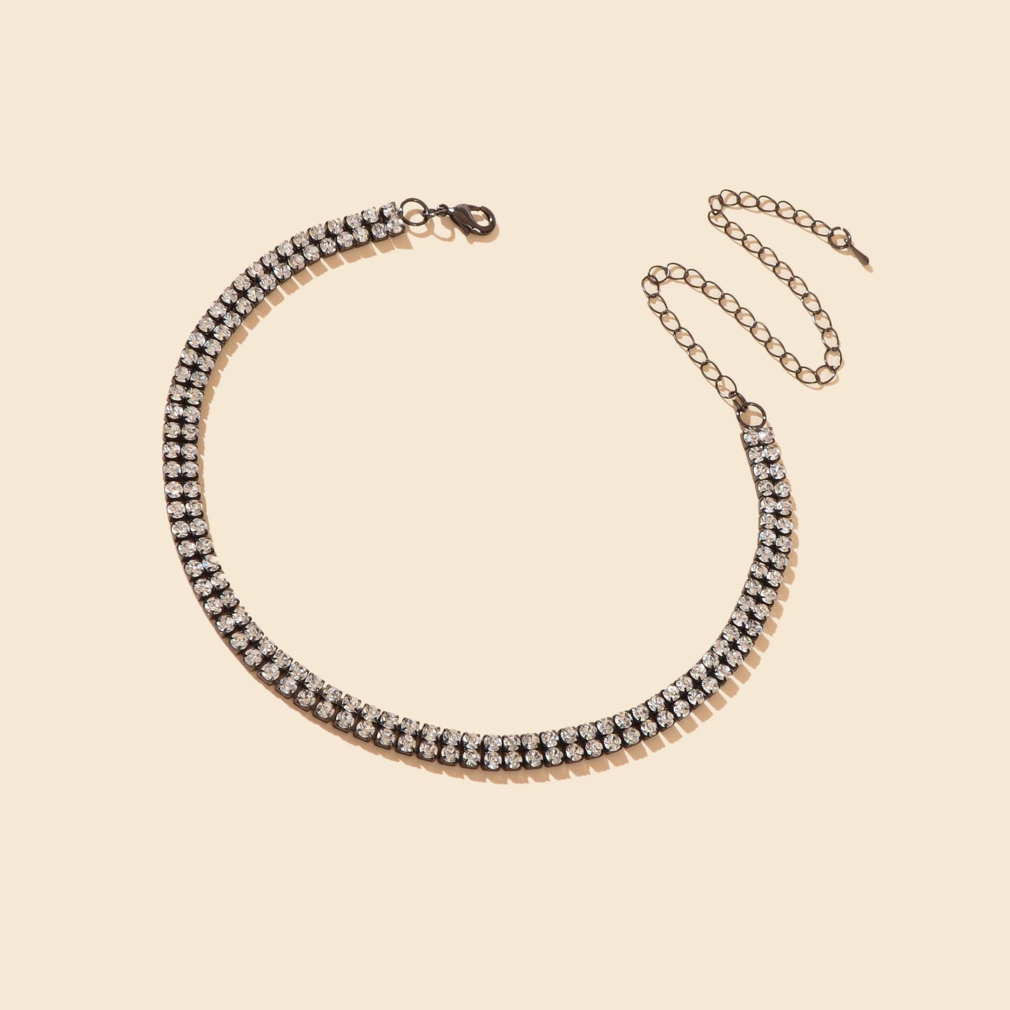 Luxurious Black Rhinestone Collar Choker Necklace Minimalist Style Jewelry