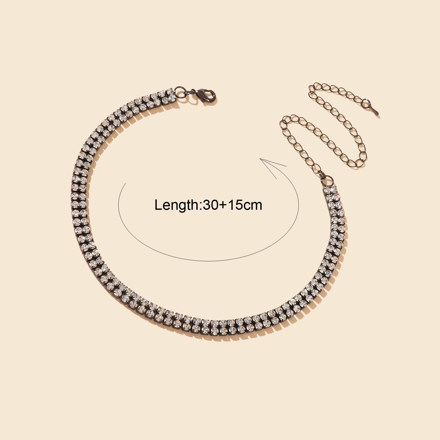 Luxurious Black Rhinestone Collar Choker Necklace Minimalist Style Jewelry