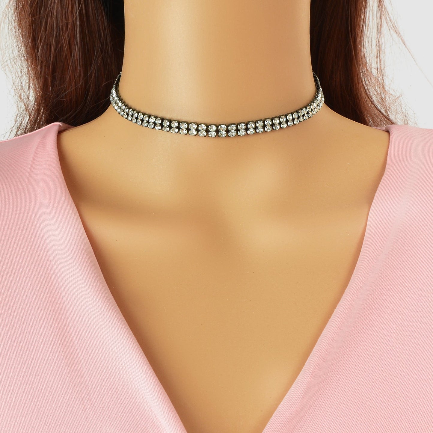 Luxurious Black Rhinestone Collar Choker Necklace Minimalist Style Jewelry