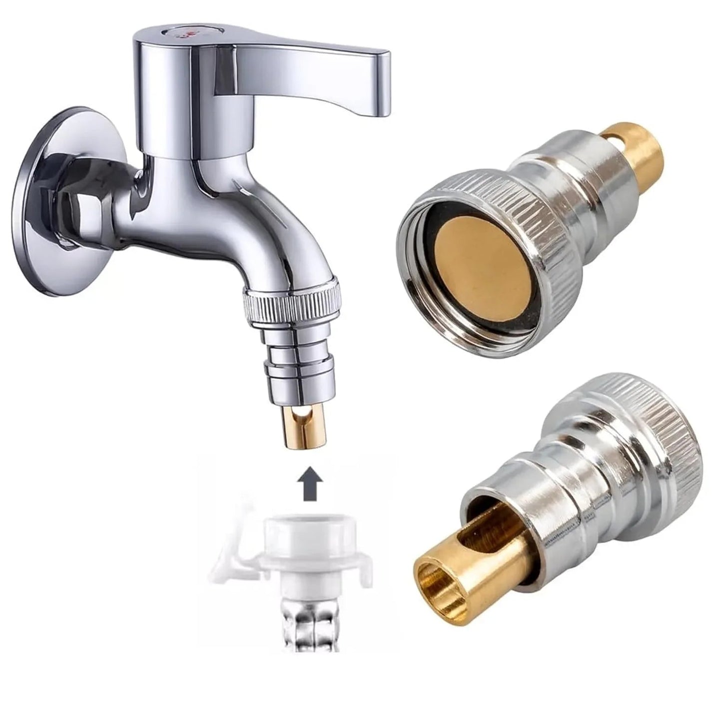 Fossa Washing Machine Tap Faucet Adapter Nozzle  cock Silver Pack OF 2