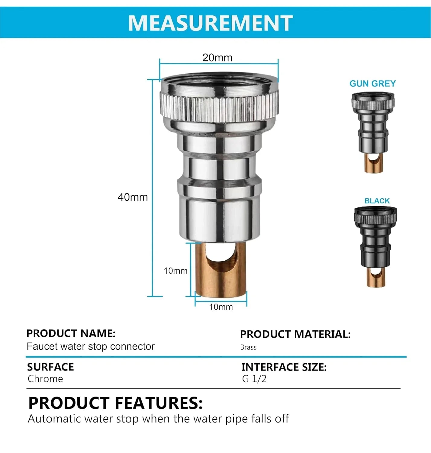 Fossa Washing Machine Tap Faucet Adapter Nozzle  cock Silver Pack OF 2